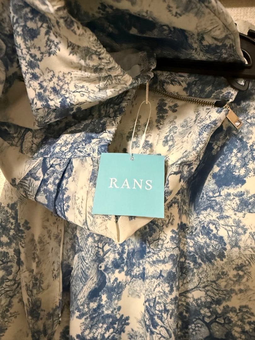 新品 未着用 RANS キャバ ドレス ブルー 花柄 フレア ミニ S