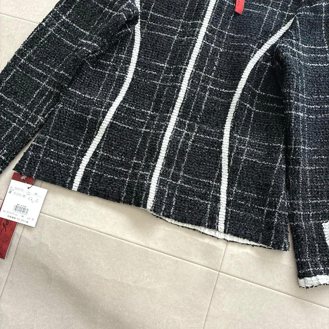 新品タグ付き 近年 ノコオーノ♡プリーツジャケット フラワー ブローチ付 黒