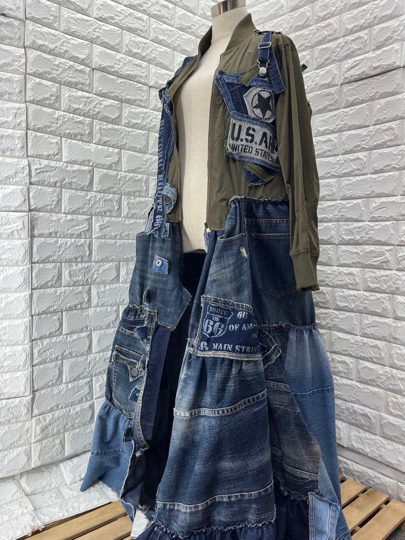 リメイクデニム　MA-1ジャケットワンピースコート