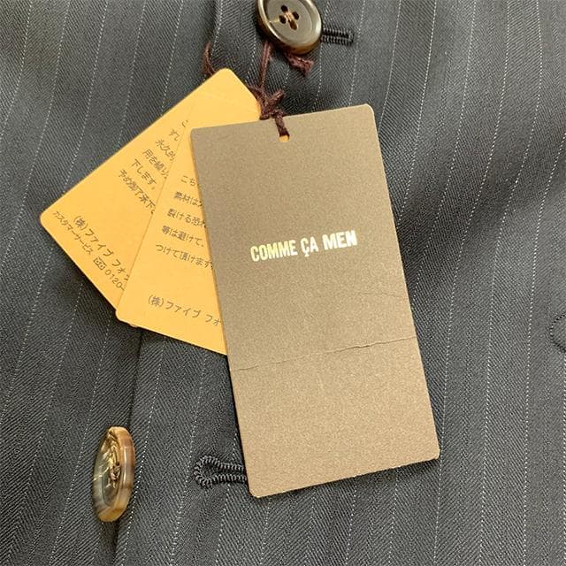 未使用タグ✨️シルク混 COMME CA MEN スーツセットアップ ストライプ