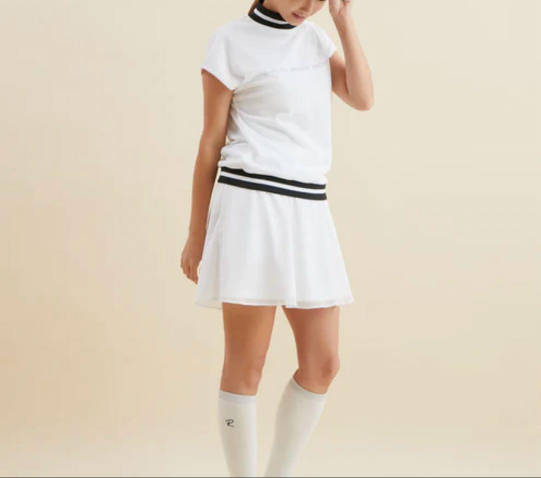 【新品】JUN&ROPE'メッシュモックネック　スカートセットアップ　ホワイト