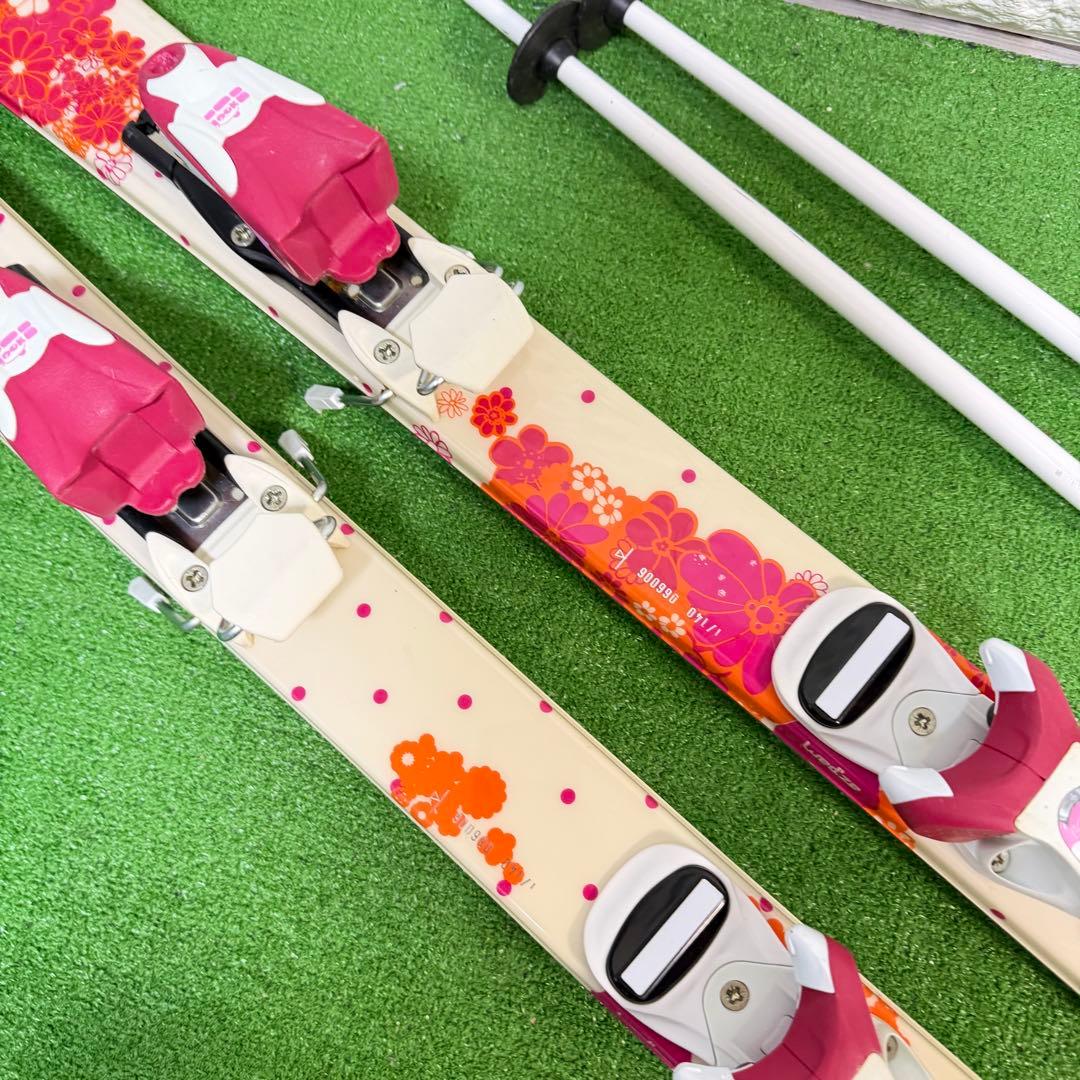 美品　スキー　板　ビンディング　ステッキ　レディース　ケース付　ジュニア　140