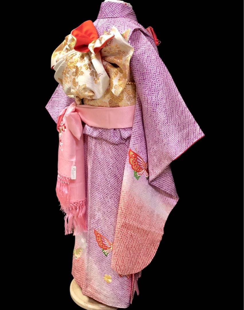 Amy　【総絞り】七五三　7歳　刺繍　着物　四つ身　全通　袋帯　セット