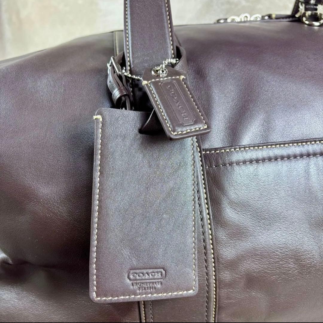 極美品　希少　廃盤モデル　COACH ボストンバッグ　本革レザー　ダークブラウン