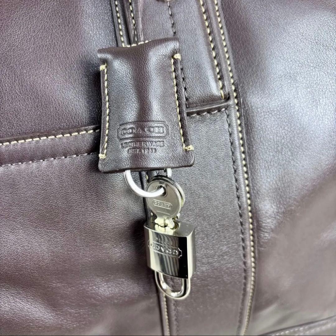 極美品　希少　廃盤モデル　COACH ボストンバッグ　本革レザー　ダークブラウン