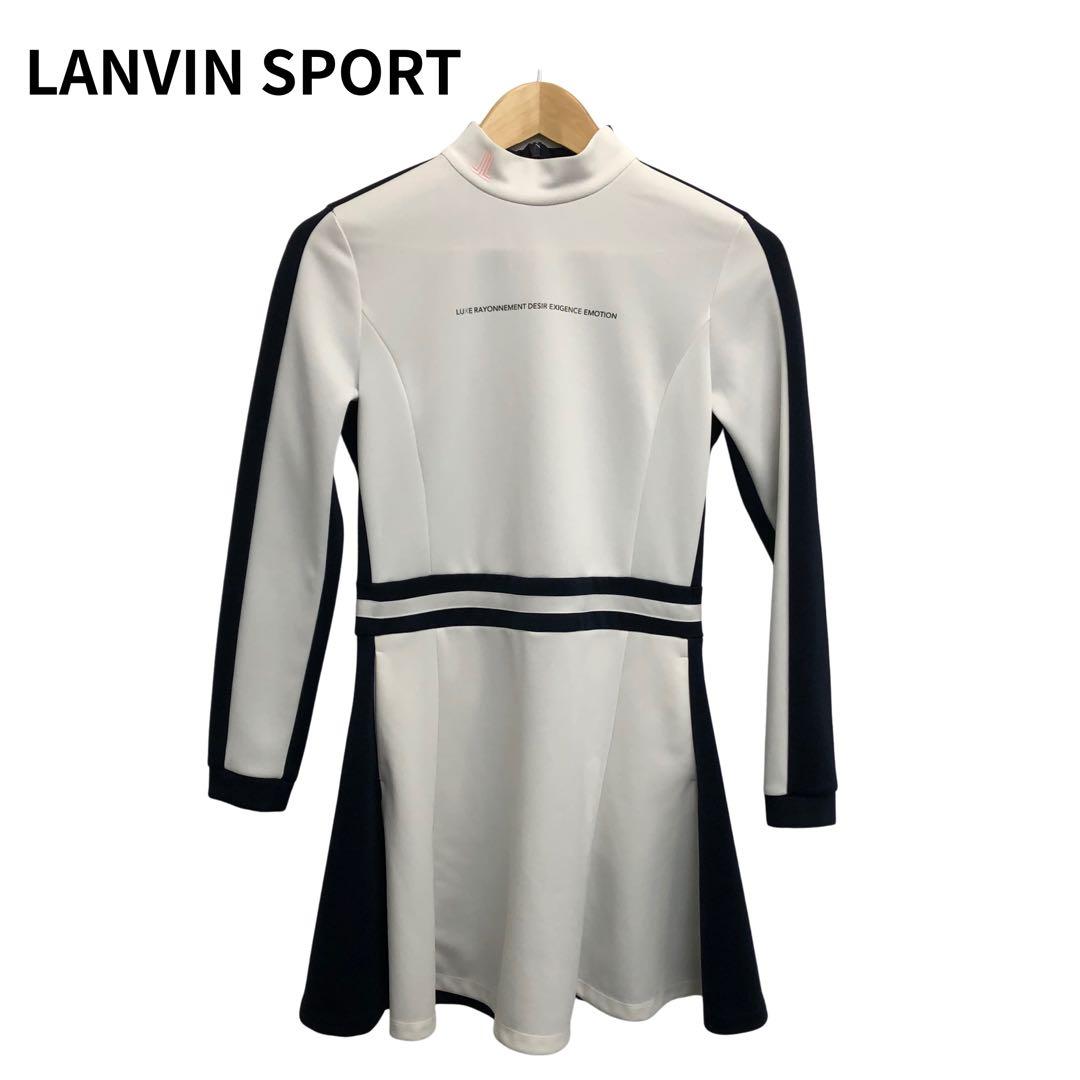 ランバンスポール　美品　スポーティーAラインワンピース　ホワイト/ネイビー　長袖