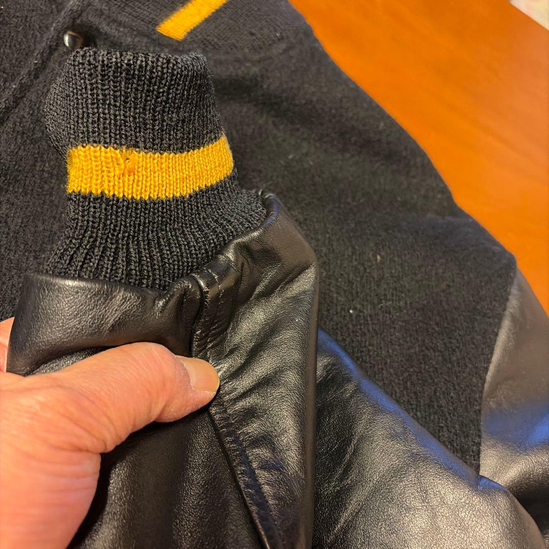 キャッチボール レザー スタジャン ブラック/イエロー