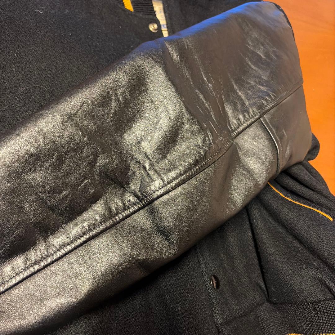 キャッチボール レザー スタジャン ブラック/イエロー