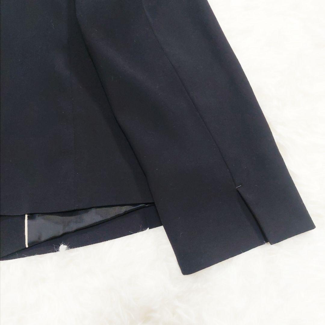 美品 自由区 大きいサイズ 44 洗える ストレッチ ノーカラー セットアップ