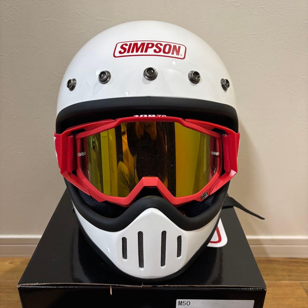 2回着用 SIMSON M50 Mサイズ 57-58cm ゴーグル100%