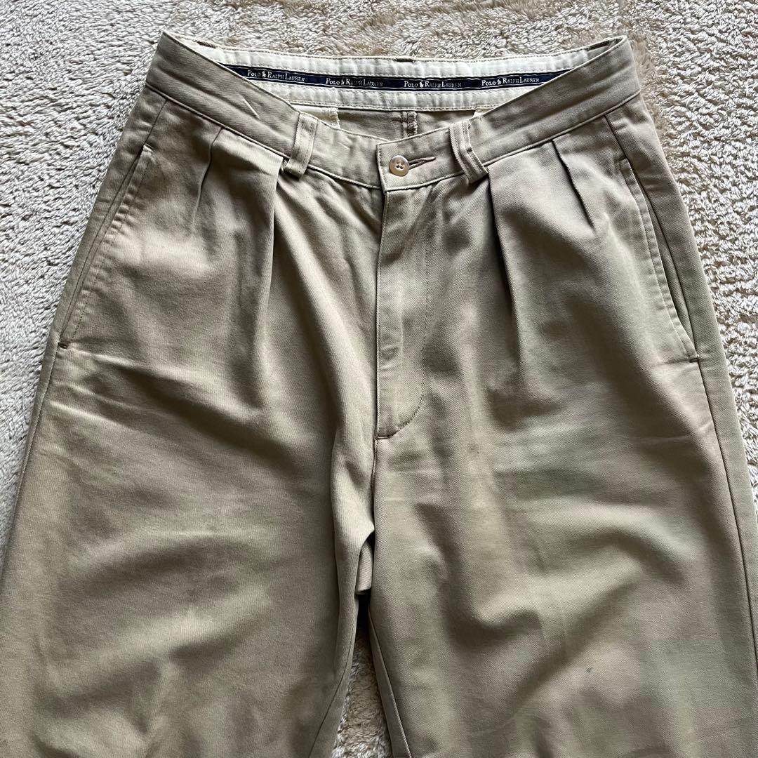 90s Polo ralph lauren チノ　2タック　プリーツ　ベージュ
