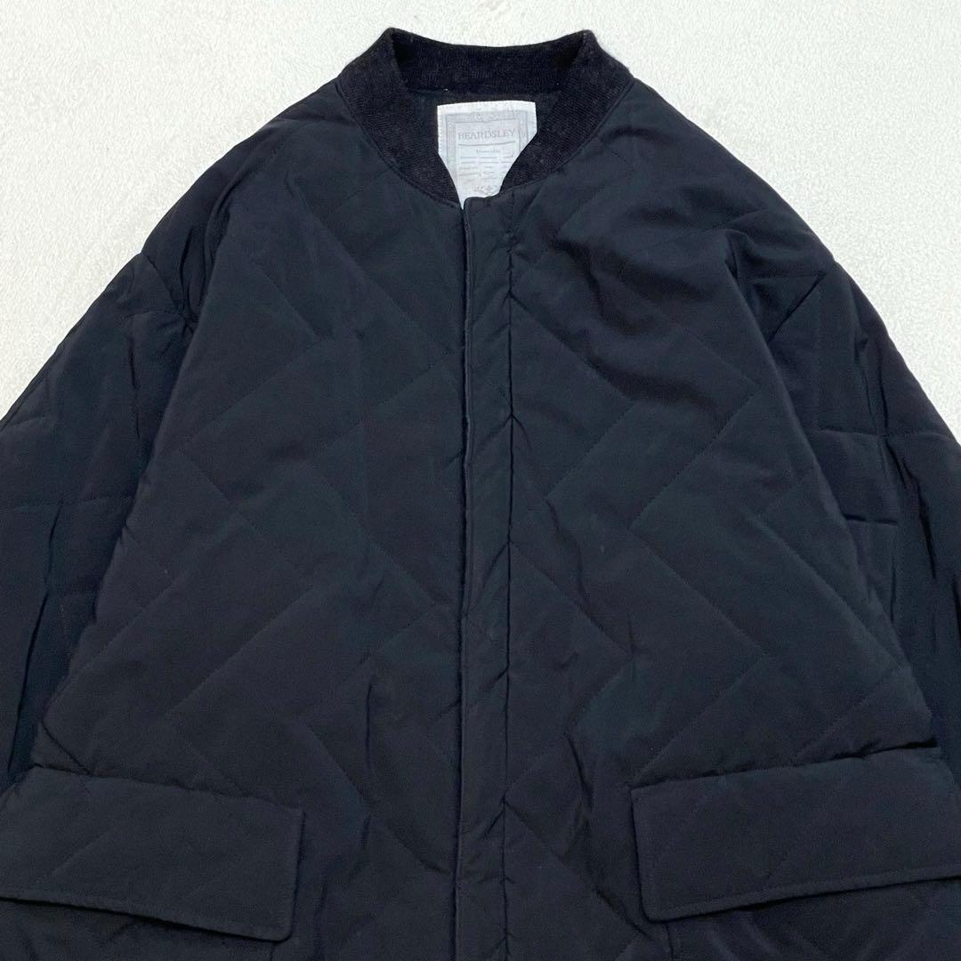 ビアズリー ロングキルティングコート F 中綿 リブ ゆったりめ