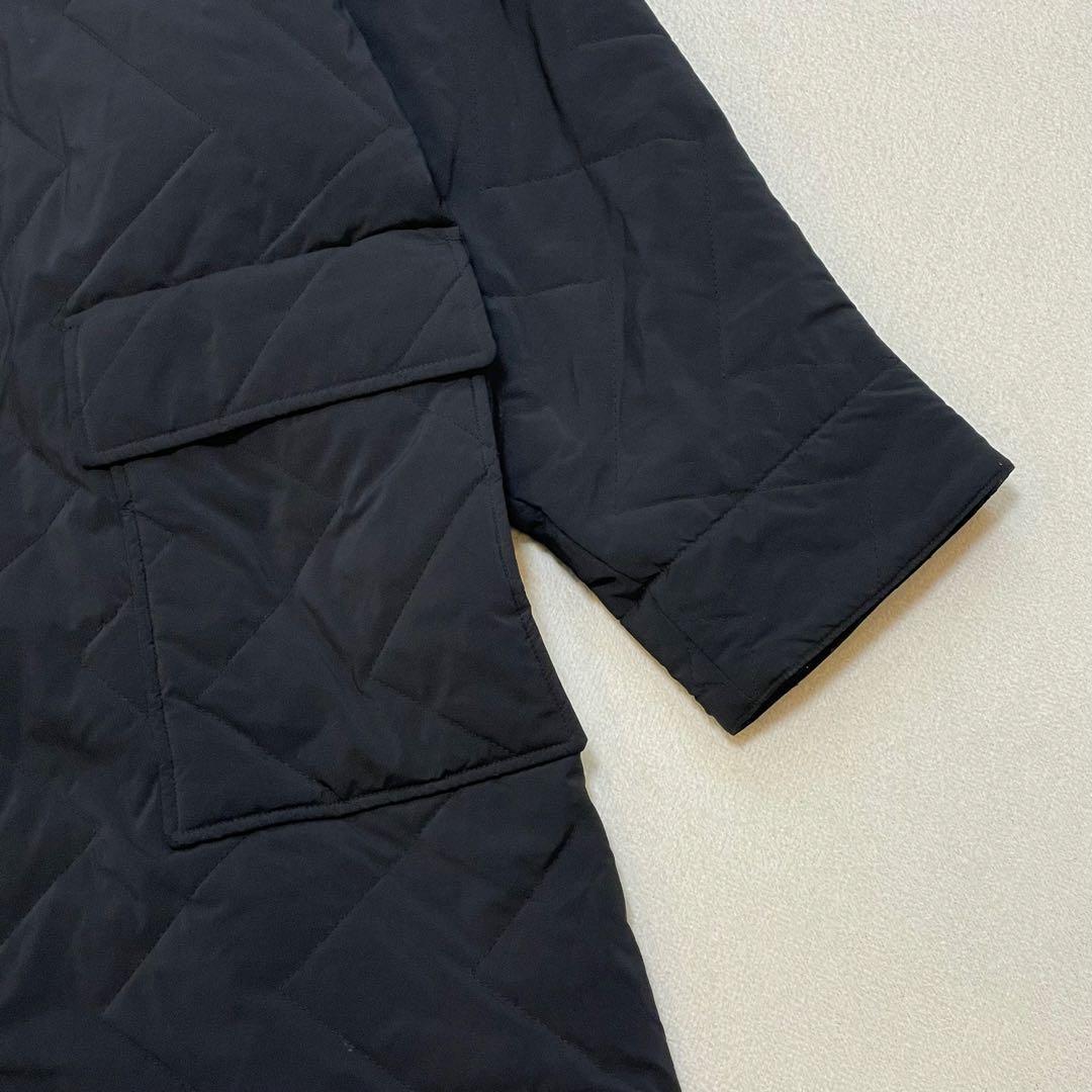 ビアズリー ロングキルティングコート F 中綿 リブ ゆったりめ