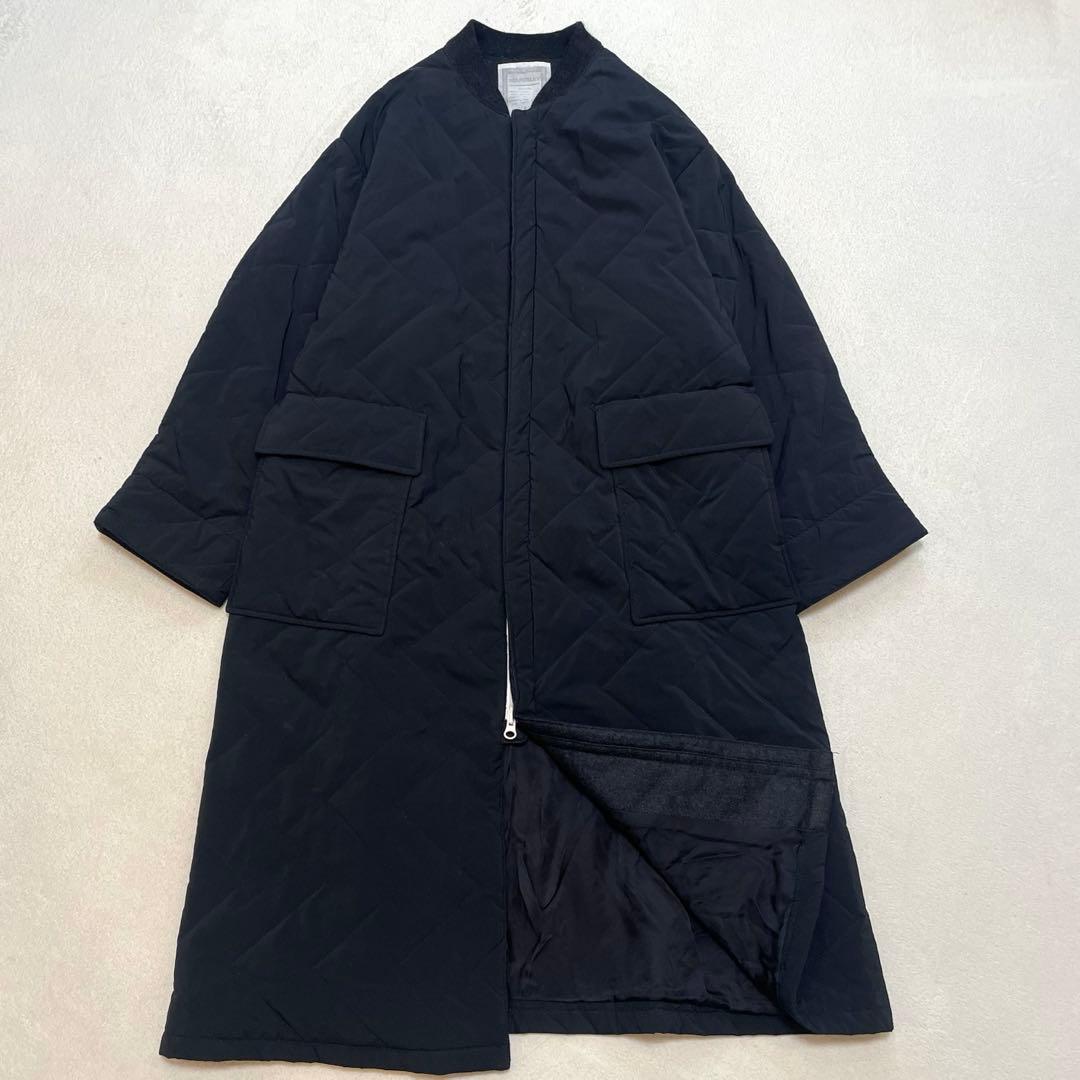 ビアズリー ロングキルティングコート F 中綿 リブ ゆったりめ