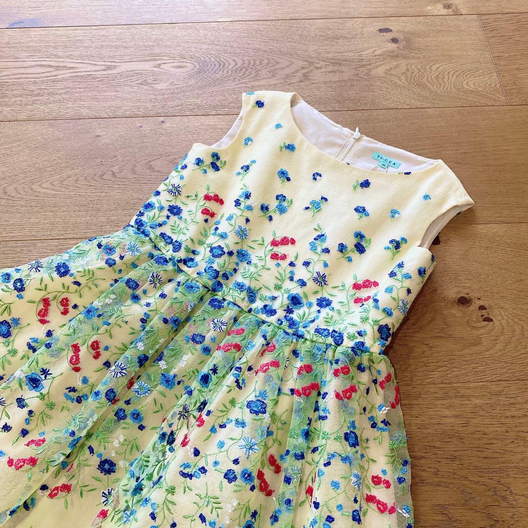 新品　トッカバンビーニ　ワンピース　ドレス　イエロー　花柄　130　3630