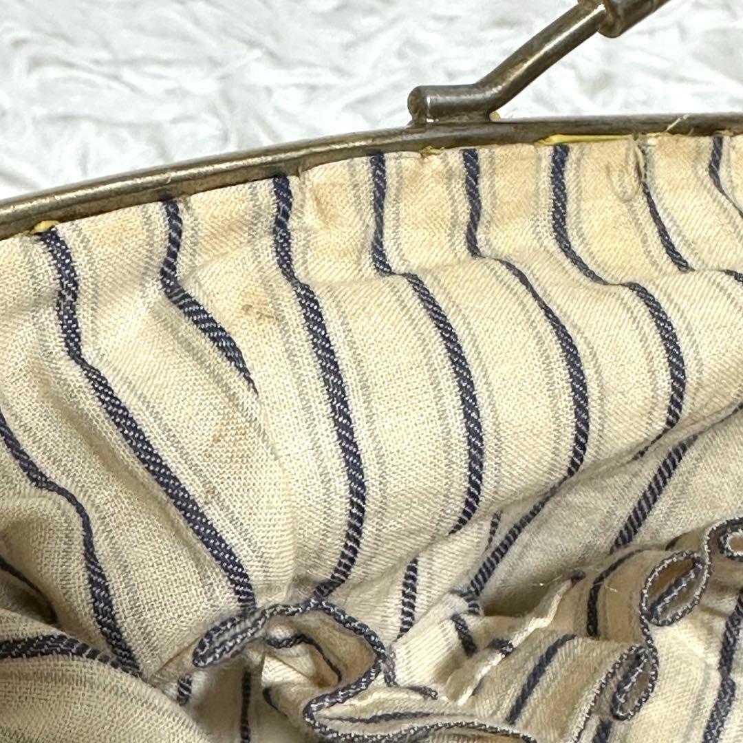 美品✨ジャマンピュエッシュ がま口 ビーズ ワンショルダーバッグ ラフィア カゴ