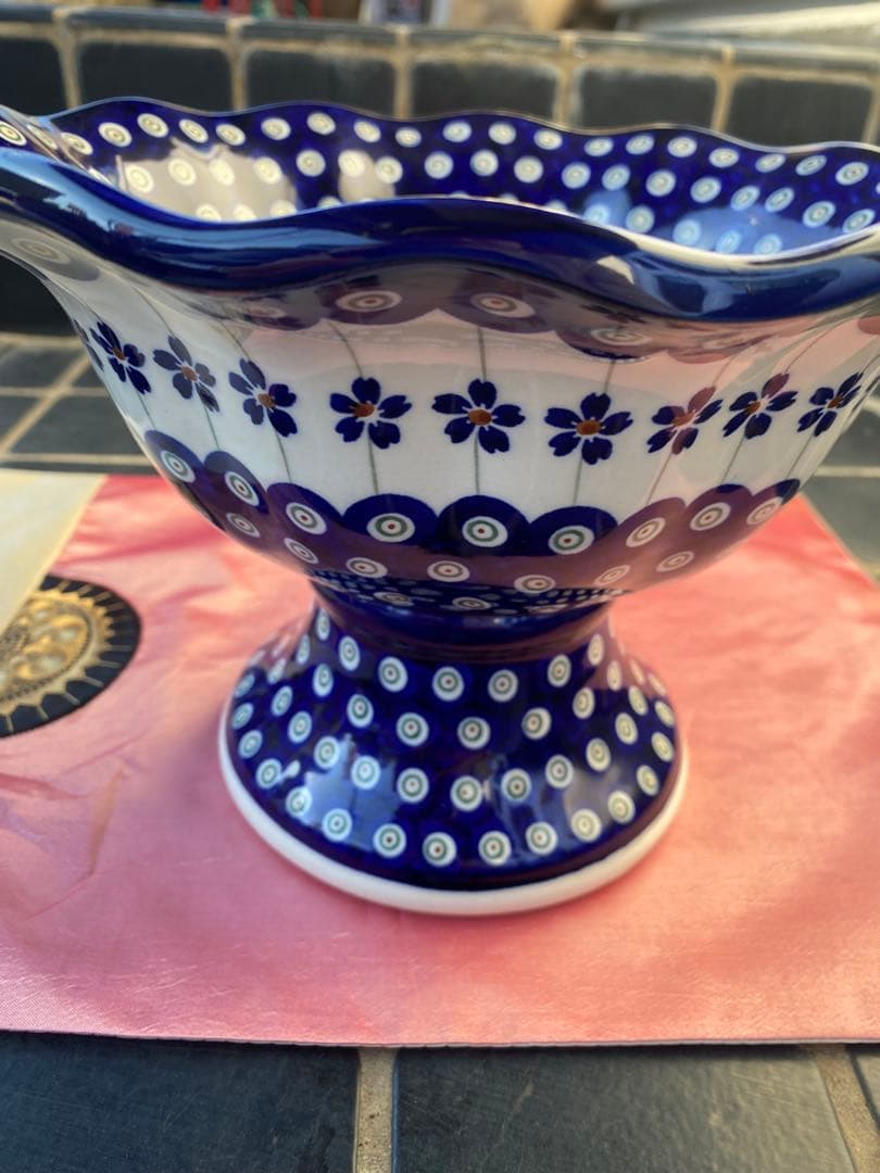 ポーリッシュポタリー[ポーランド食器・陶器] 脚付ボウル