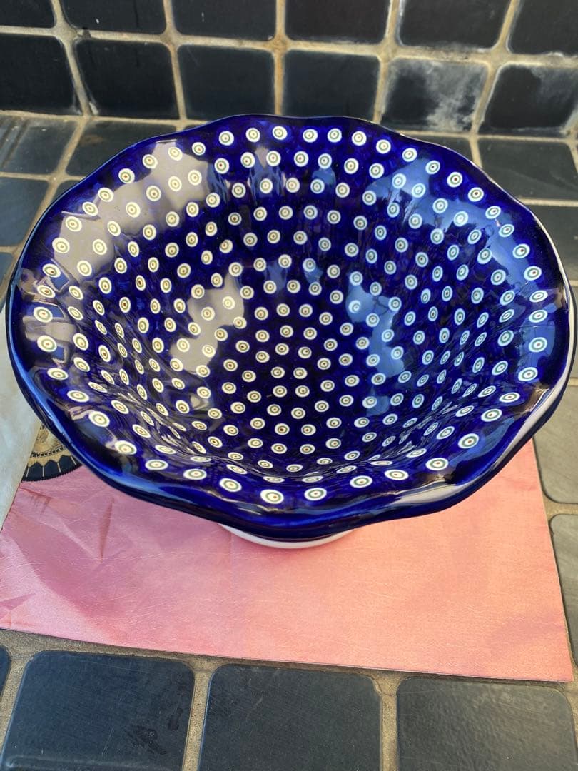 ポーリッシュポタリー[ポーランド食器・陶器] 脚付ボウル