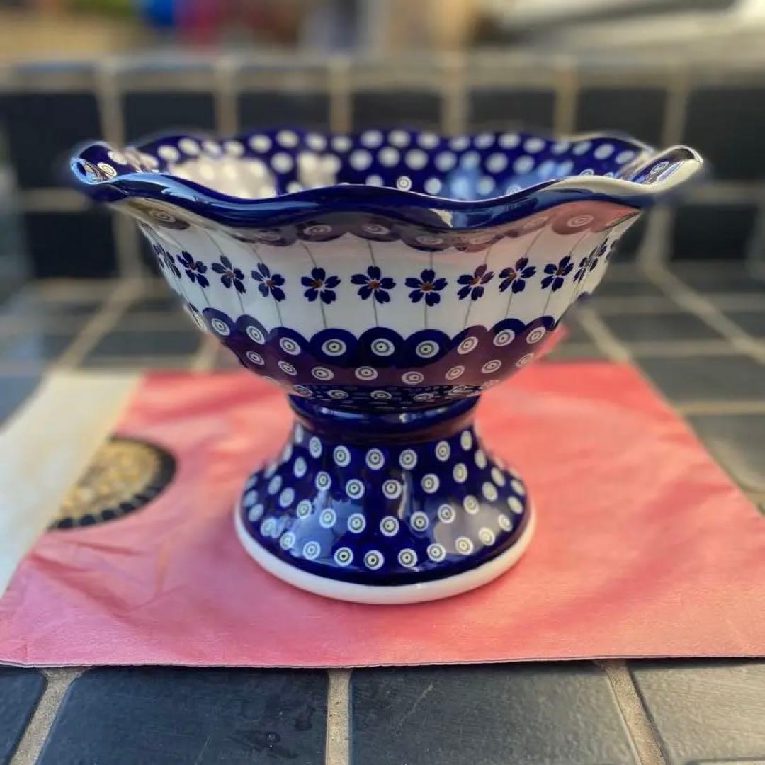 ポーリッシュポタリー[ポーランド食器・陶器] 脚付ボウル