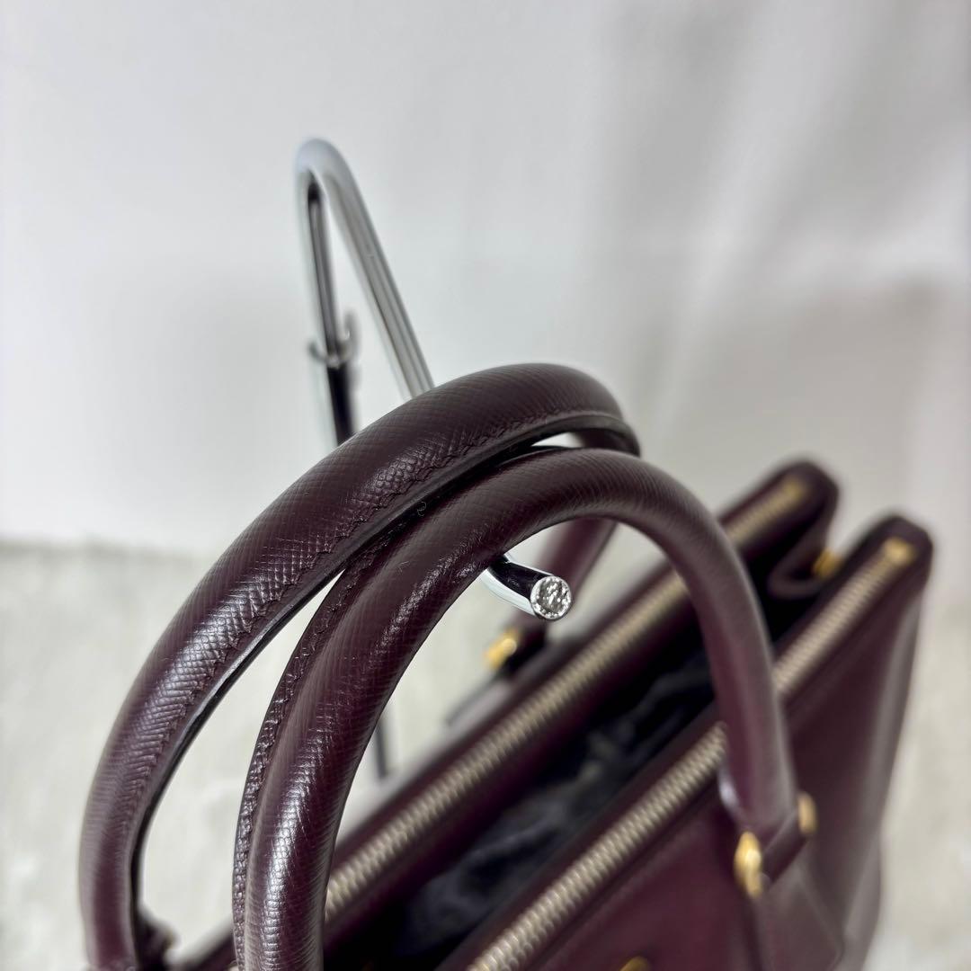 ✨PRADA プラダ ガレリア トートバッグ バーガンディ サフィアーノレザー