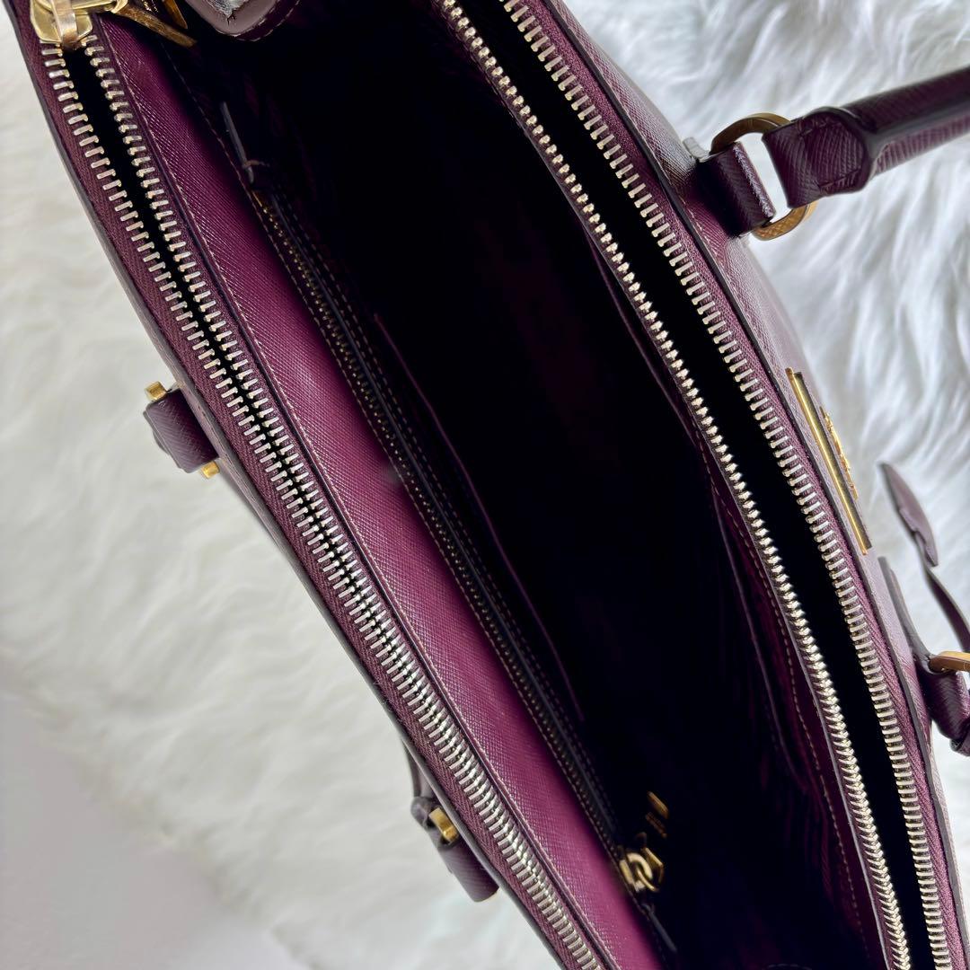 ✨PRADA プラダ ガレリア トートバッグ バーガンディ サフィアーノレザー
