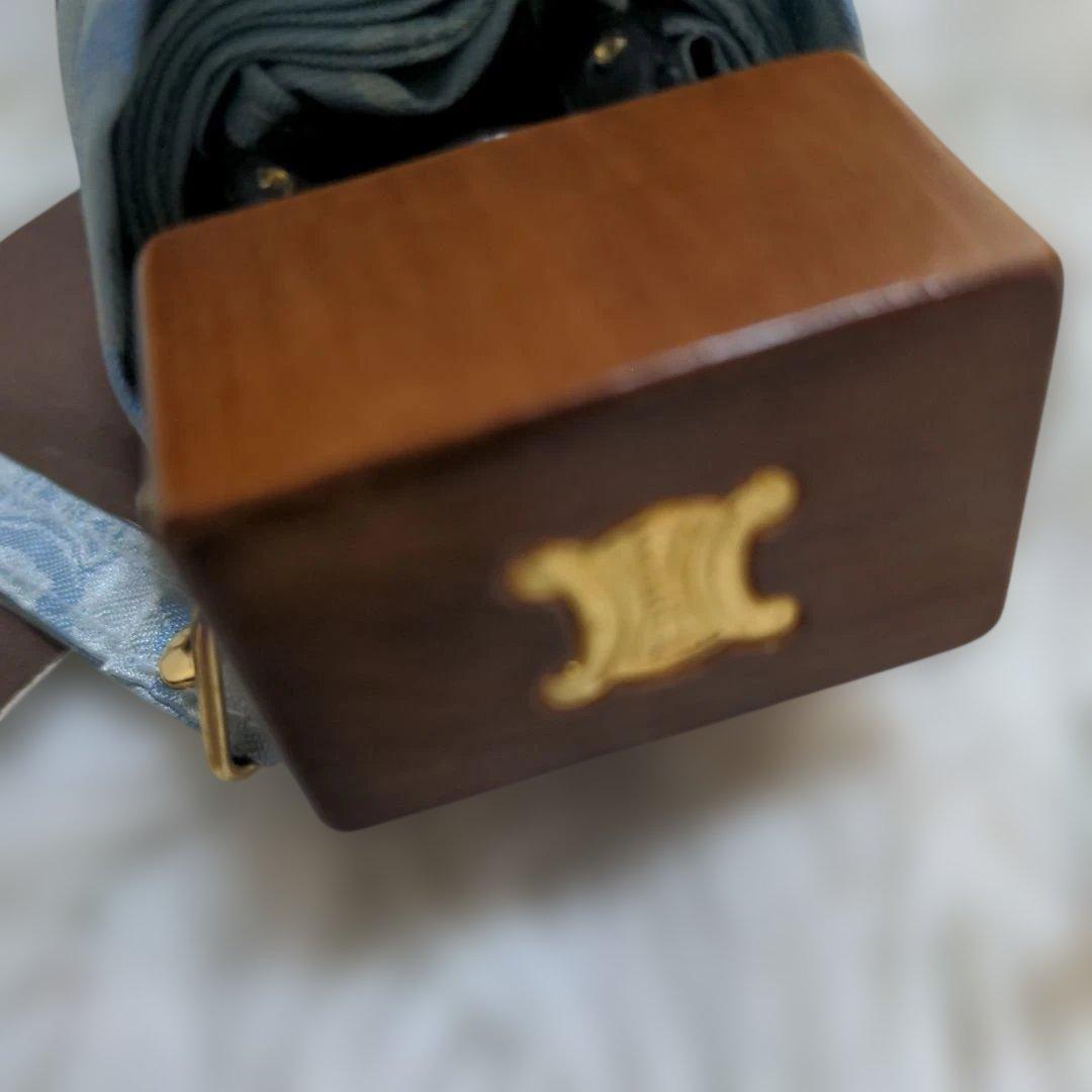 廃盤品 未使用 CELINE セリーヌ 折りたたみ傘 マカダム柄 水色