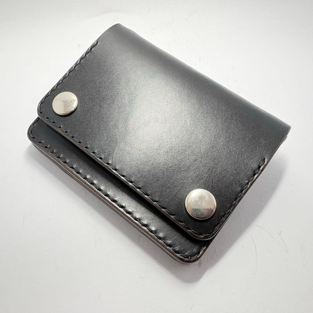 【本革】トラッカーウォレット　ショート　姫路レザー　茶心　ブラック　二つ折り財布