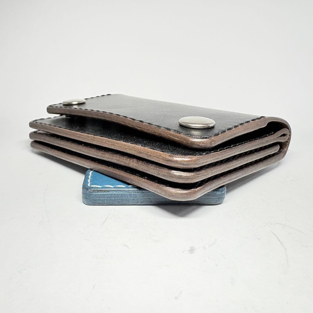 【本革】トラッカーウォレット　ショート　姫路レザー　茶心　ブラック　二つ折り財布