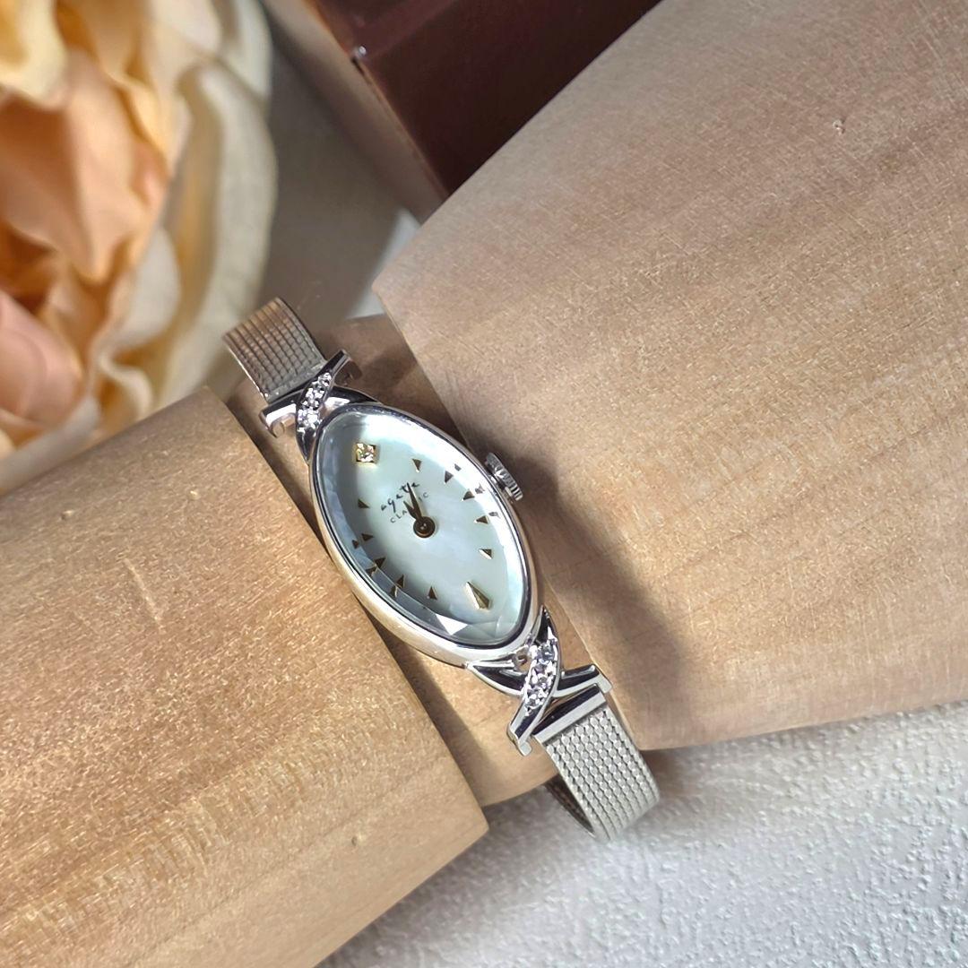 アガット agete オーバルフェイスジュエリーウォッチ 腕時計 K10 稼働品