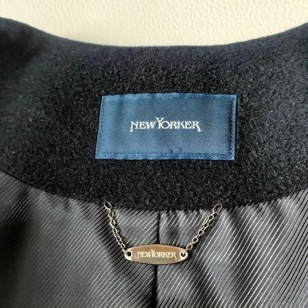 【美品】ニューヨーカー　高級ウールビーバーコート　ノーカラー　シルク　アンゴラ混