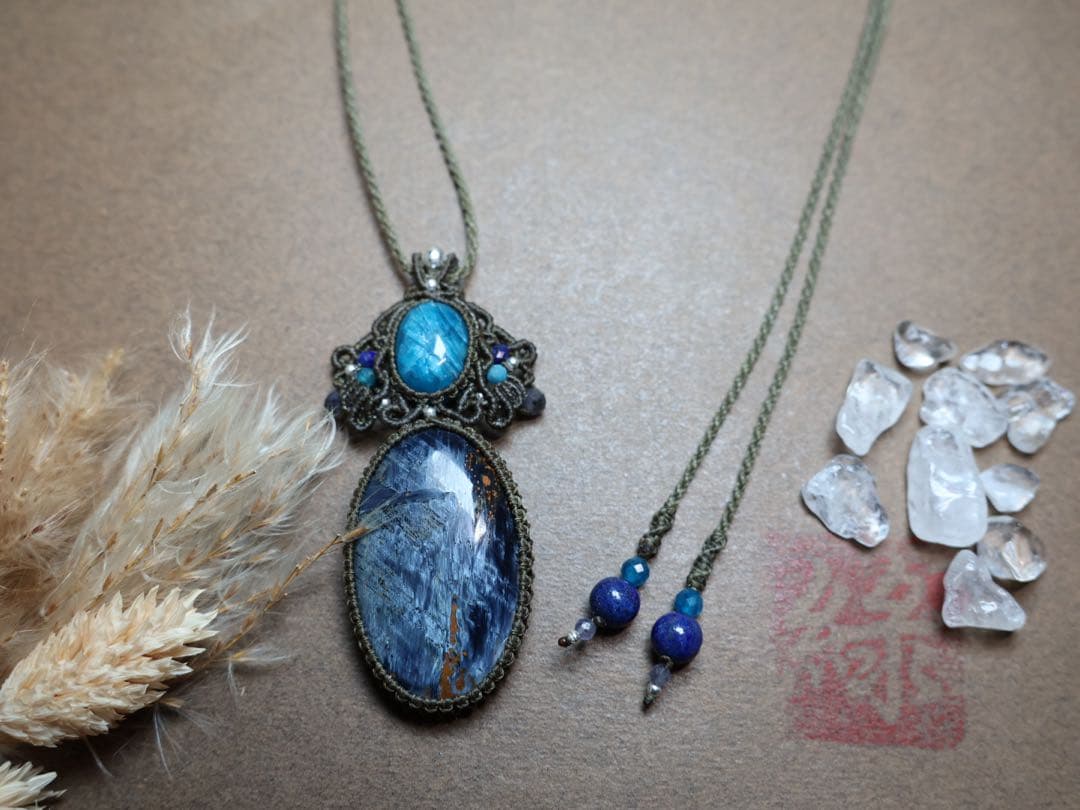 ピーターサイト　アパタイト　マクラメ　ネックレス