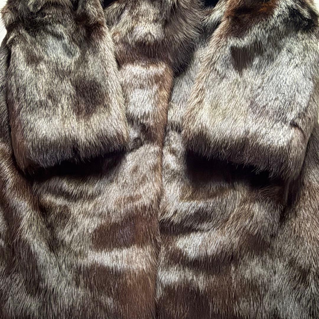 高級毛皮コート リアルファーコート ウィーゼル×フォックスファーセミロングコート