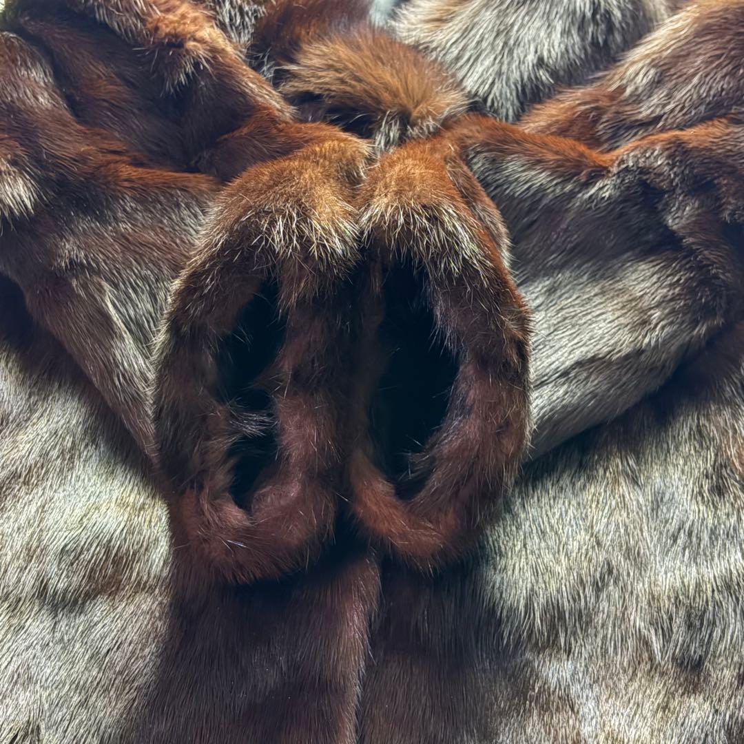 高級毛皮コート リアルファーコート ウィーゼル×フォックスファーセミロングコート