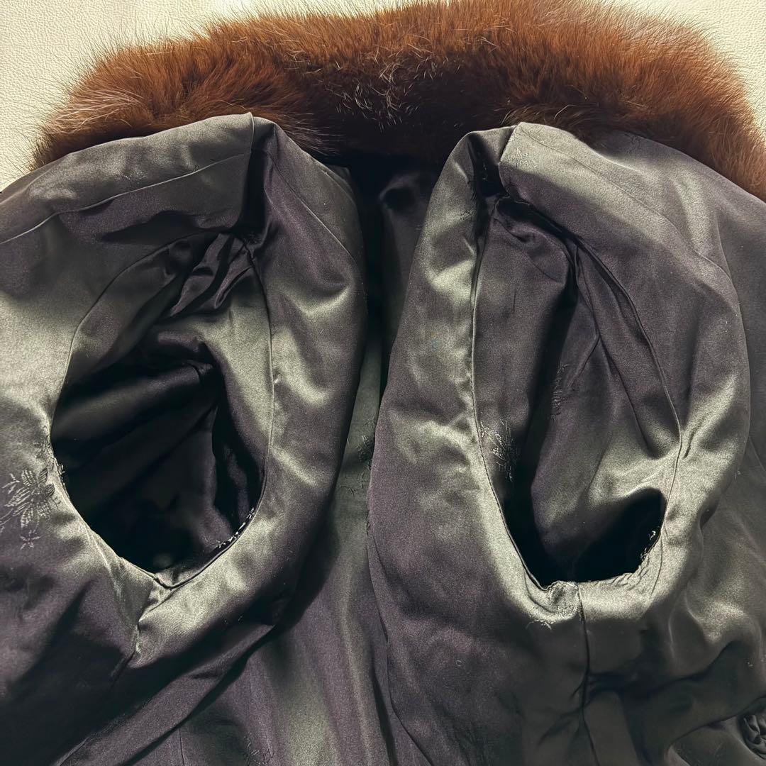 高級毛皮コート リアルファーコート ウィーゼル×フォックスファーセミロングコート