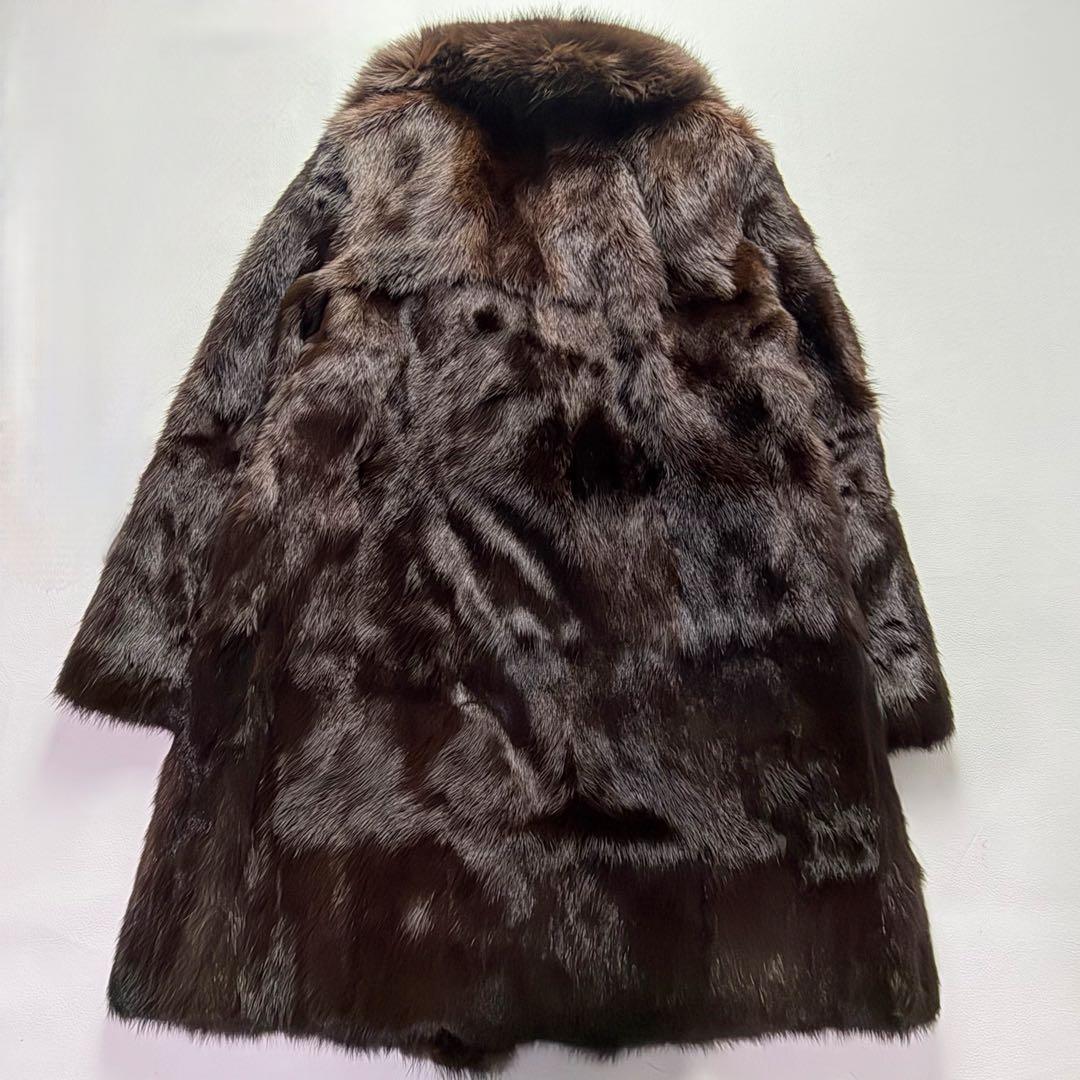 高級毛皮コート リアルファーコート ウィーゼル×フォックスファーセミロングコート