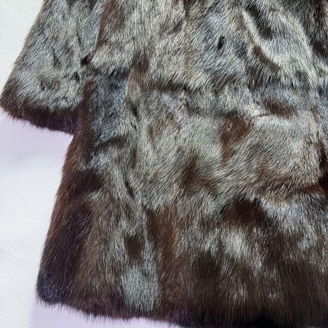 高級毛皮コート リアルファーコート ウィーゼル×フォックスファーセミロングコート