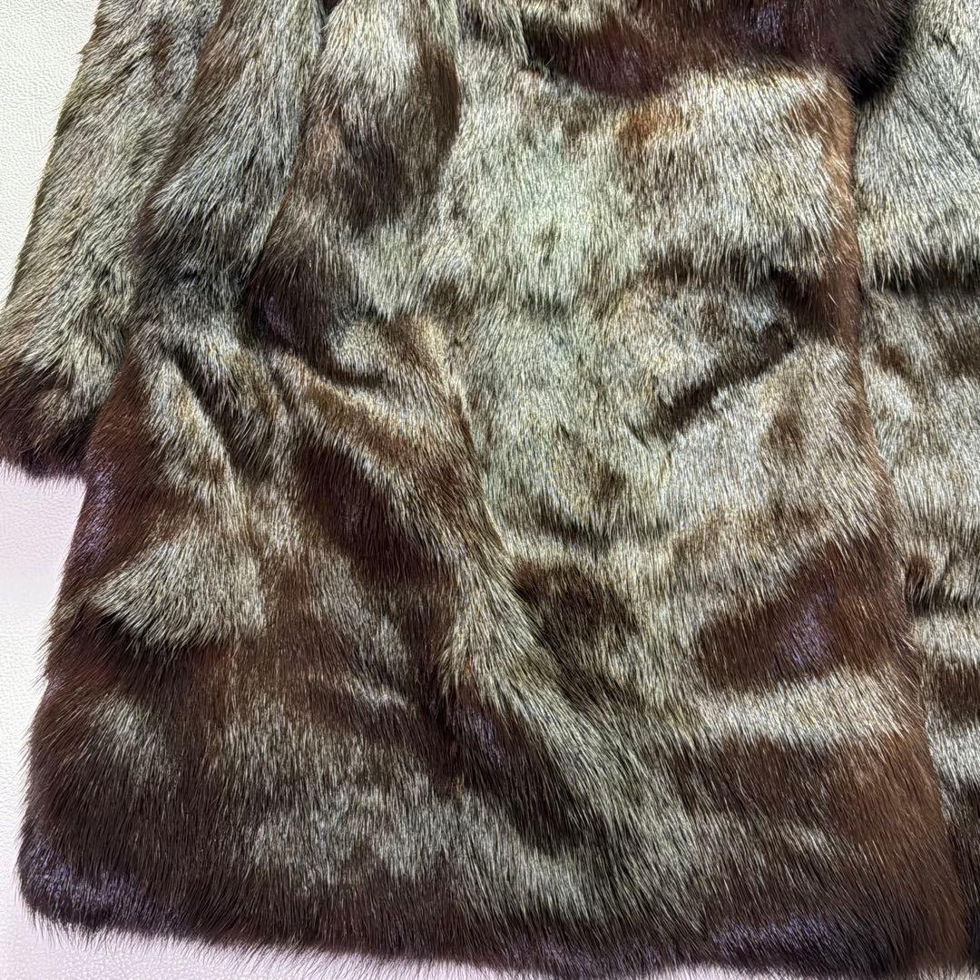 高級毛皮コート リアルファーコート ウィーゼル×フォックスファーセミロングコート