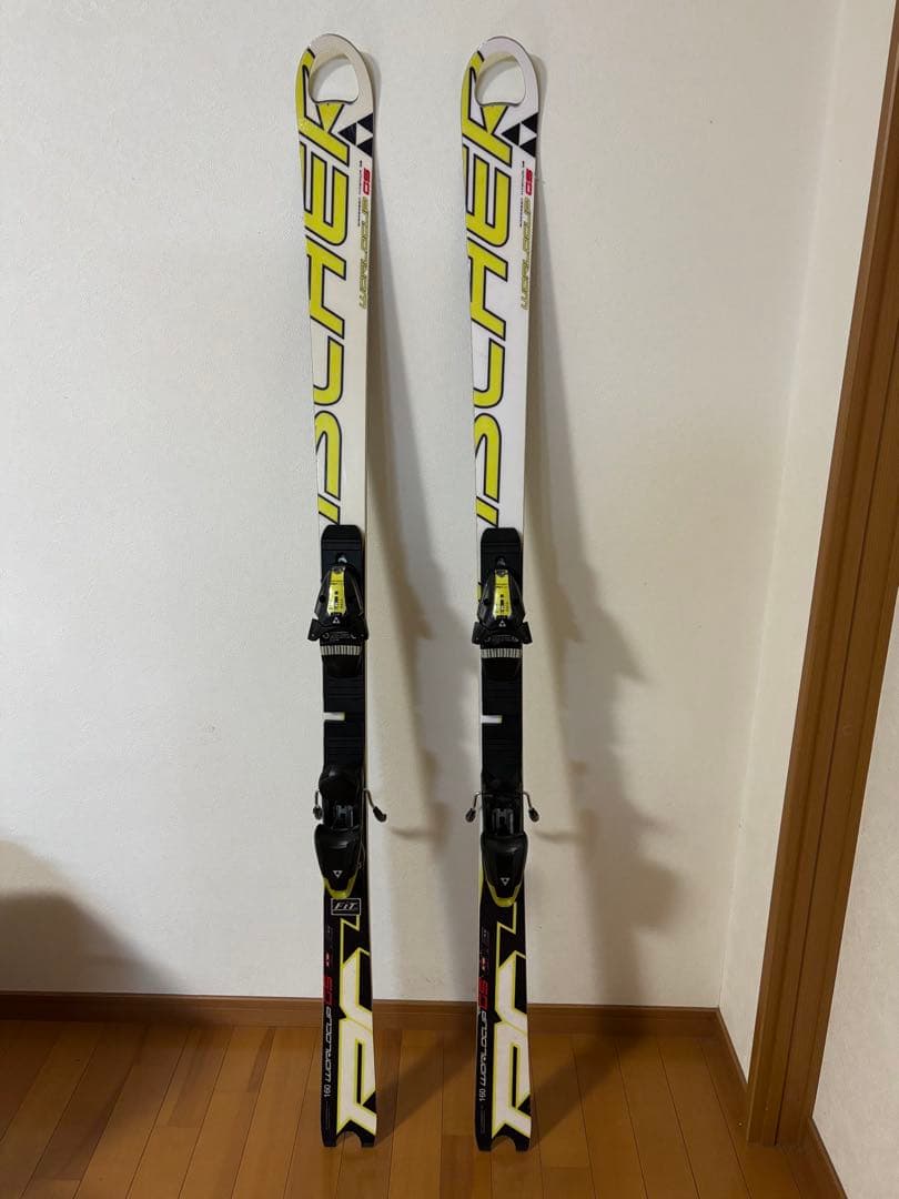 Fischer スキー板 ホワイト/イエロー バインディング付き