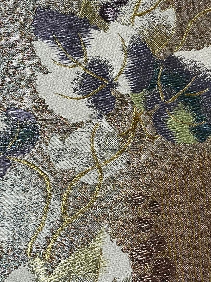 正絹 金銀糸 辻が花模様 袋帯 纐纈（こうけつ）染め風 西陣織 老舗織元物 美品