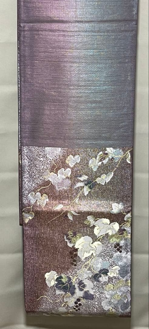 正絹 金銀糸 辻が花模様 袋帯 纐纈（こうけつ）染め風 西陣織 老舗織元物 美品