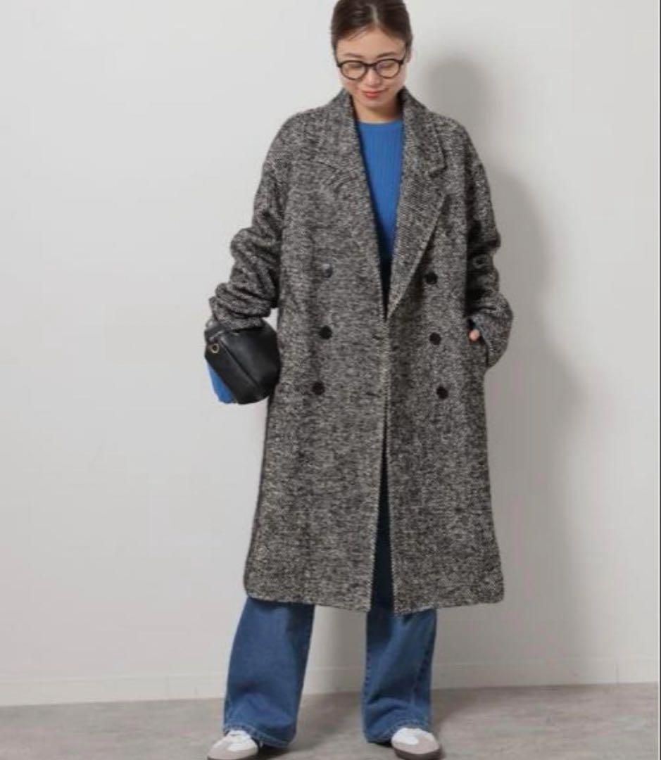 【美品】ジャーナルスタンダード BIGヘリンボーンWフロントチェスターコート