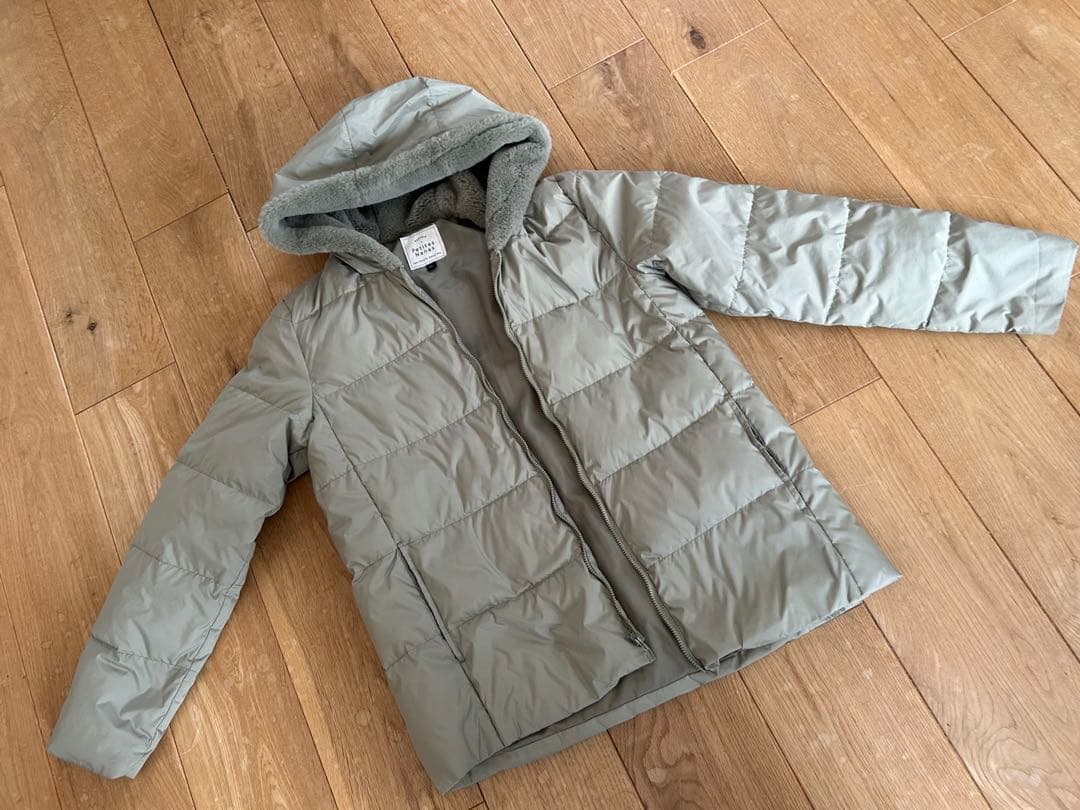 ポンポネット　薄グリーン色　ダウン付きフードジャケット キッズ用 LL 160