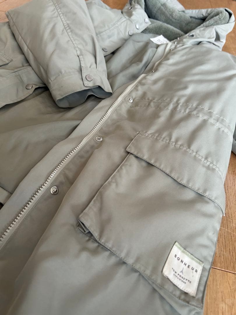 ポンポネット　薄グリーン色　ダウン付きフードジャケット キッズ用 LL 160