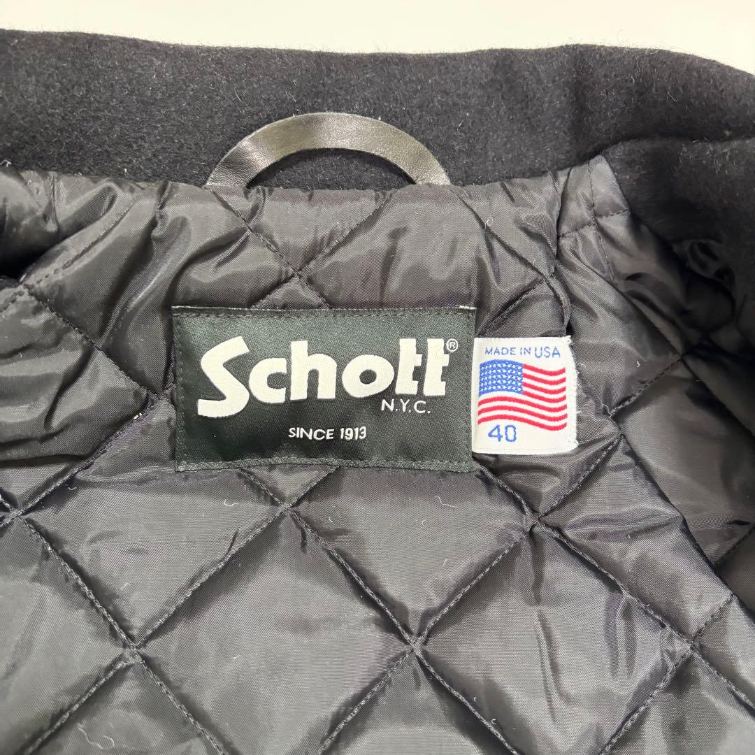 美品✨ SCHOTT Pコート キルティング 40サイズ ネイビー 中綿