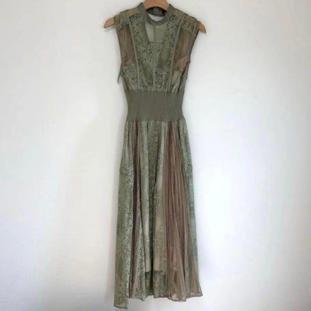 SNIDEL スィッチングレースドレス ミント S ワンピース　結婚式