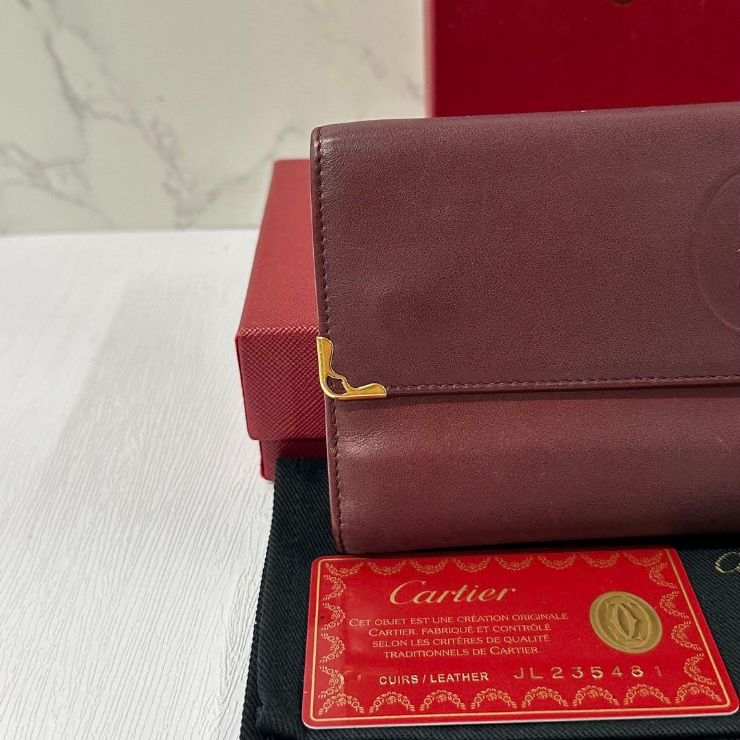 新品同様‼️ カルティエ　Cartier 財布　長財布　マストライン　ボルドー