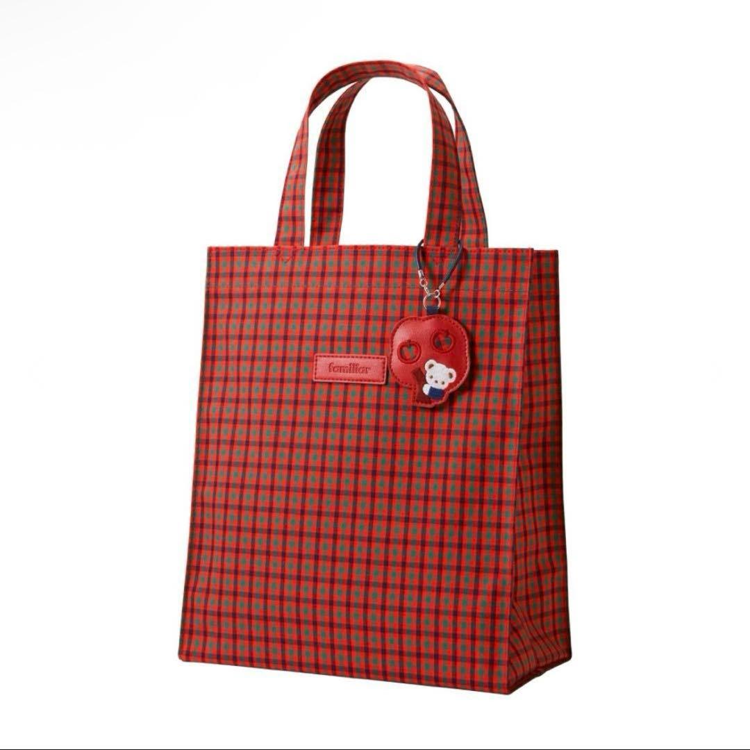 ファミリア 大 トートバッグ 赤系ファミリアチェック 本日限定価格