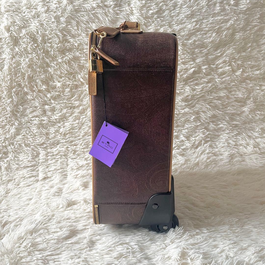 未使用級✨ETRO エトロ　キャリーケース　ペイズリー　ブラウン　レザー