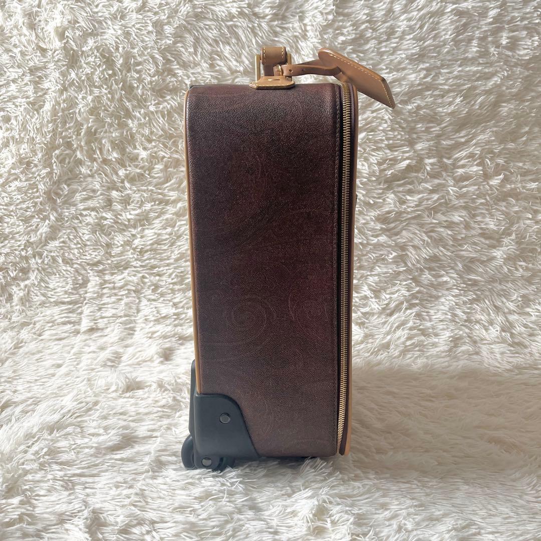 未使用級✨ETRO エトロ　キャリーケース　ペイズリー　ブラウン　レザー