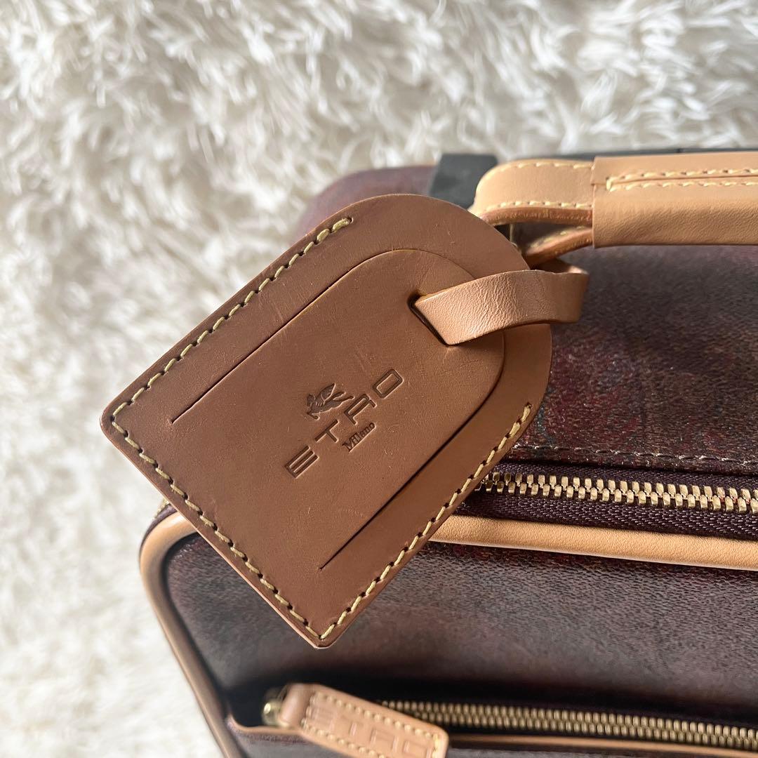 未使用級✨ETRO エトロ　キャリーケース　ペイズリー　ブラウン　レザー